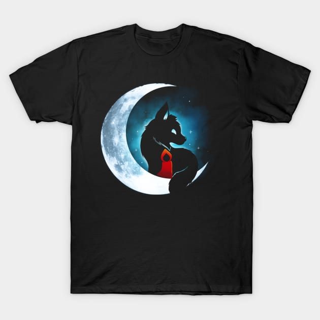 Red Wolf Moon T-Shirt by Vallina84
